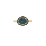 Bague dorée pierre naturelle serti 4 griffes et zircons