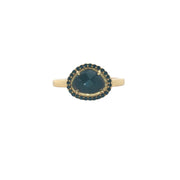 Bague dorée pierre naturelle serti 4 griffes et zircons
