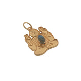 Charms doré bouddha avec labradorite et mains levées
