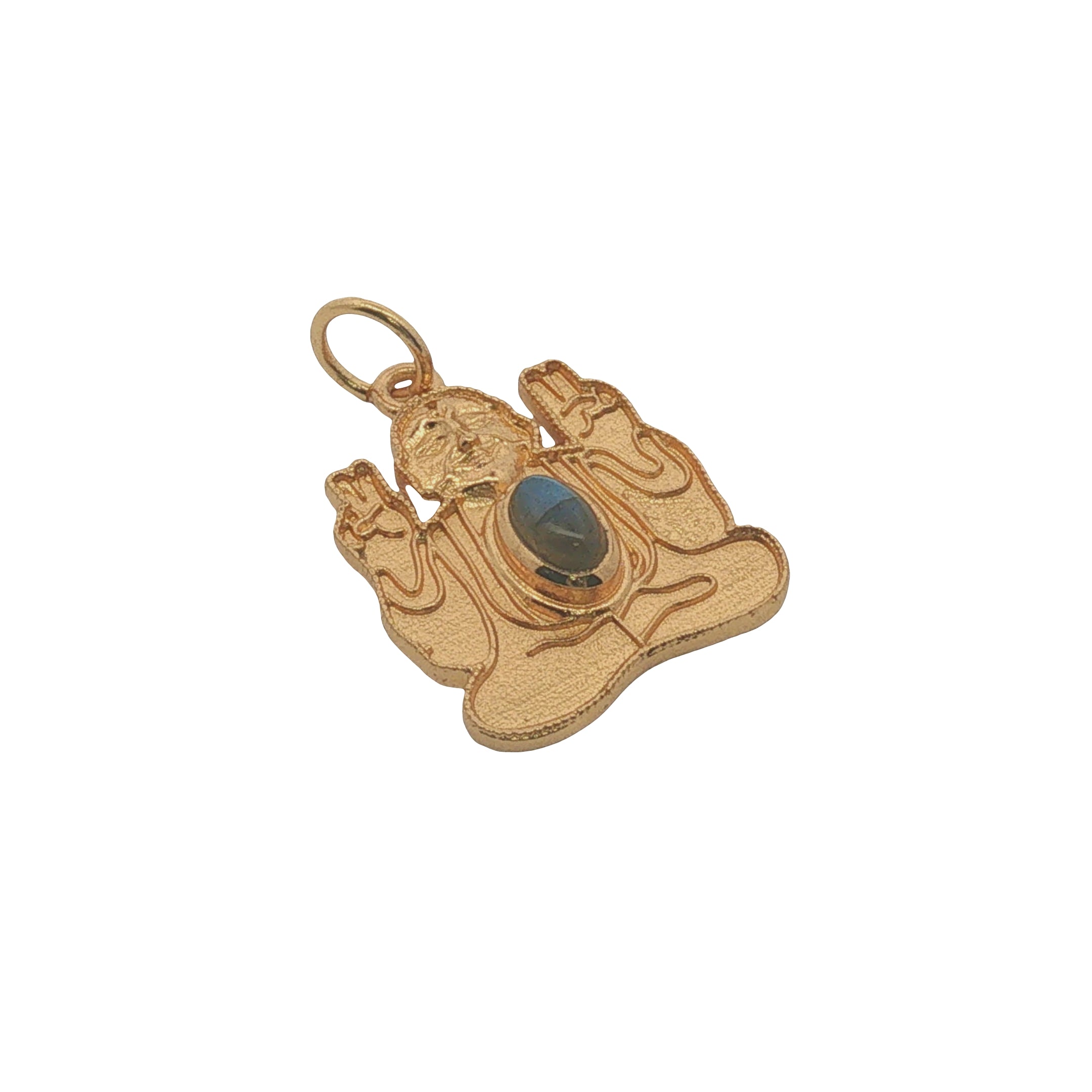 Charms doré bouddha avec labradorite et mains levées