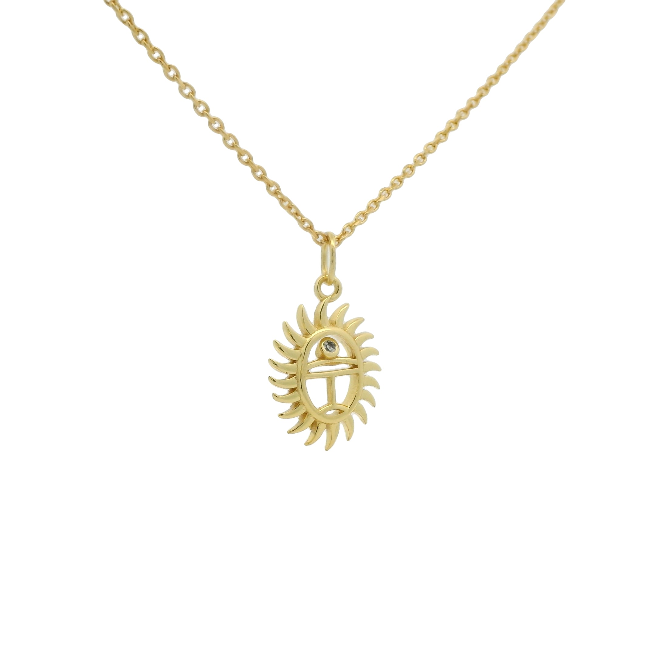Collier doré scarabée ajouré avec zircon 42 cm