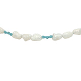 Chaine de cheville dorée alternance perles de culture et noeuds turquoise