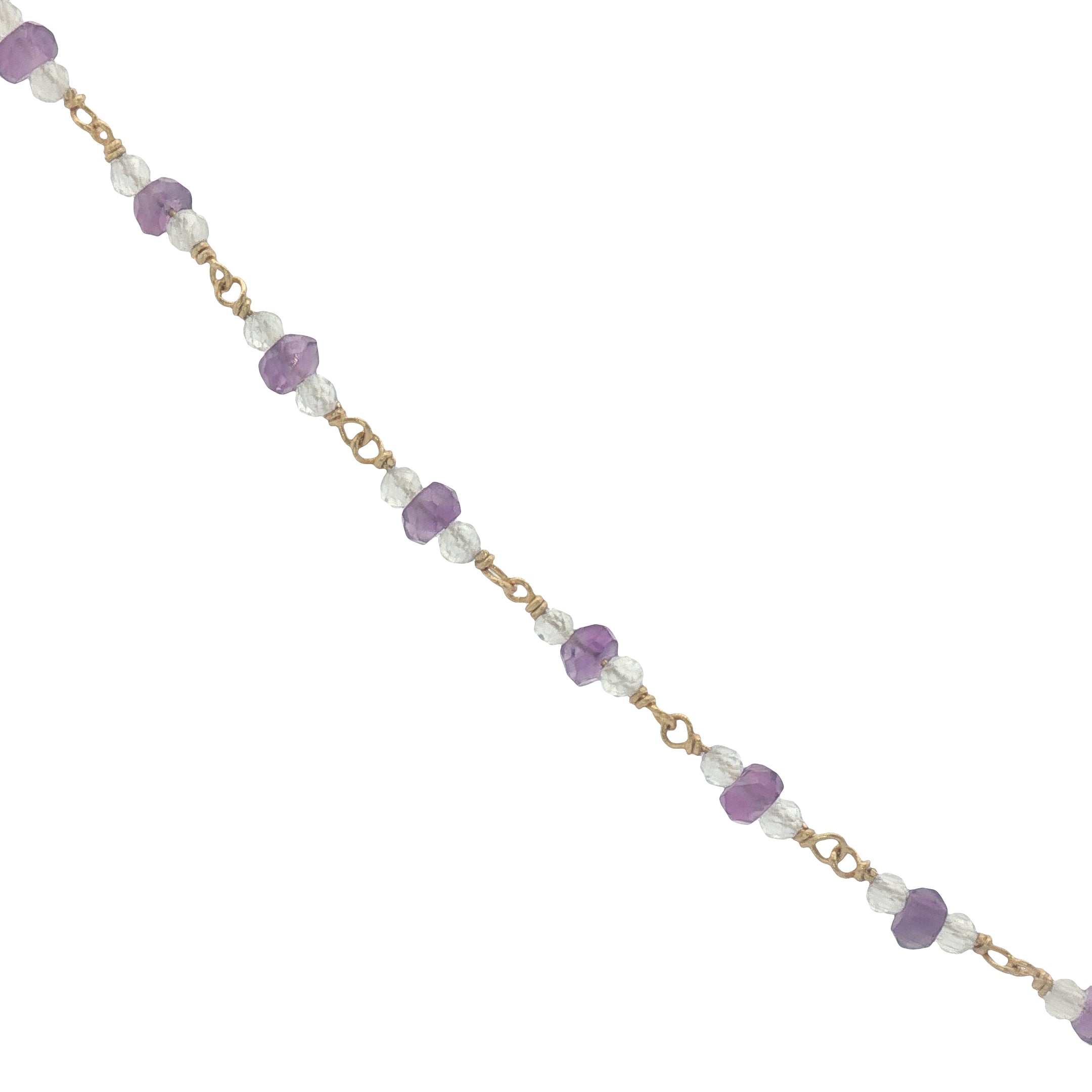 Collier doré améthyste, pierre de lune et duo de perles de culture 50 cm
