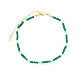 Chaine de cheville dorée en onyx verte et préhnite
