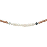 Chaine de cheville dorée perles de culture, tourmaline et perles métallisées mordorées