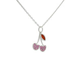 Collier argent 925 cerises onyx rouge et zircons rouges 42 cm