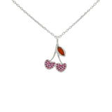 Collier argent 925 cerises onyx rouge et zircons rouges 42 cm