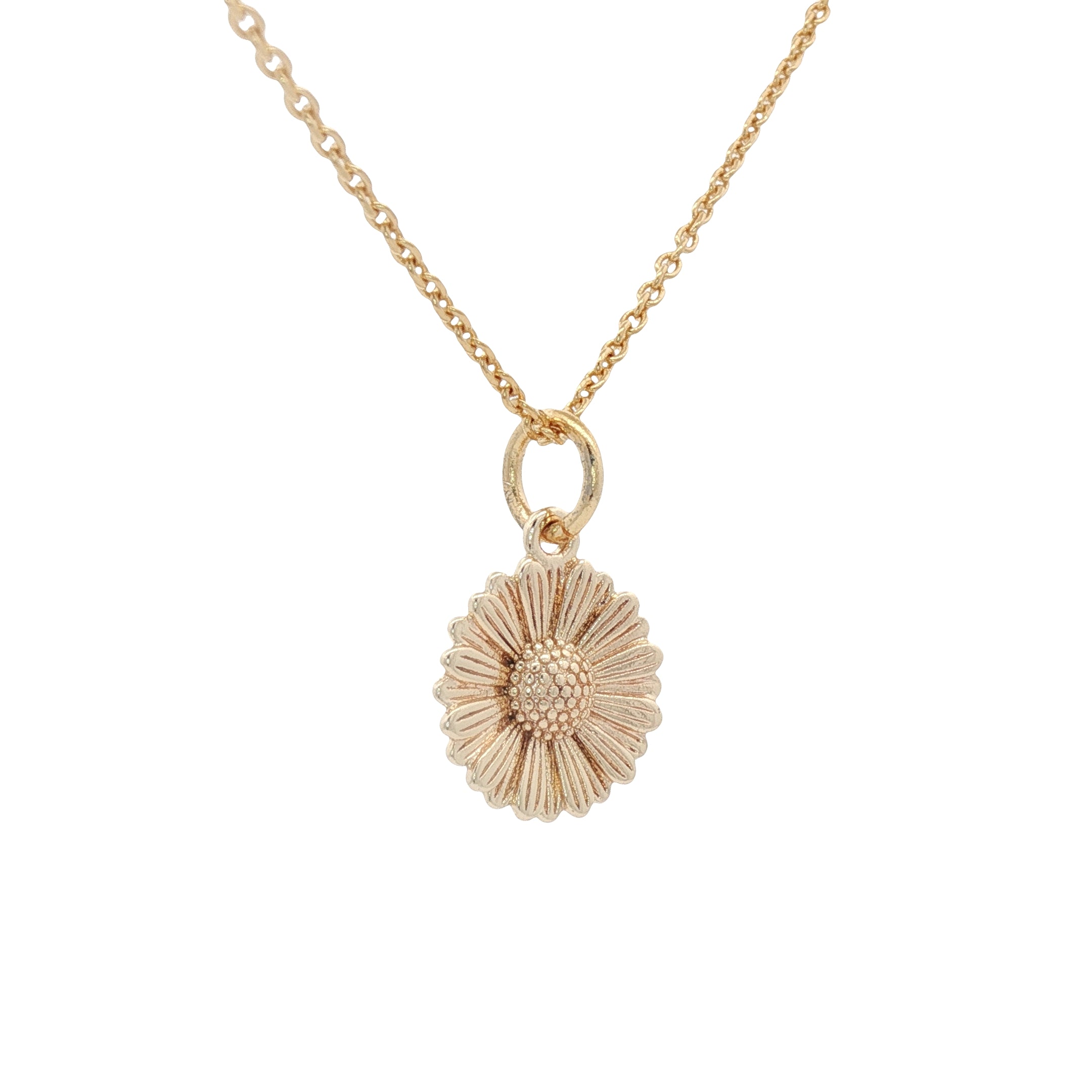 Collier doré marguerite en relief 42 cm