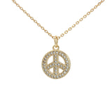 Collier doré peace and love avec zircons 42 cm