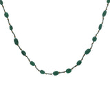 Collier doré onyx verte, perles dorées et noeuds verts 50 cm