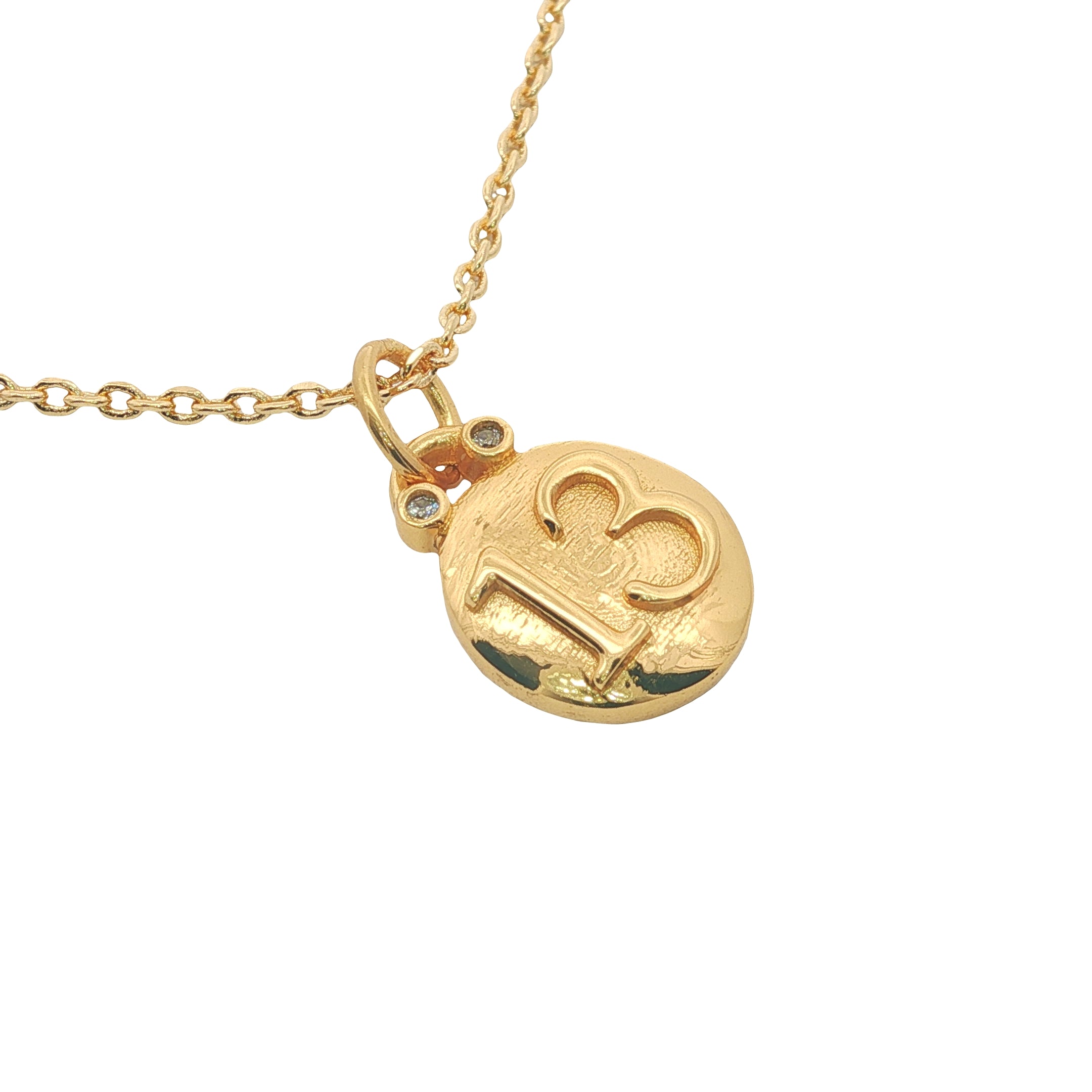 Collier doré médaille chiffre 13 zircons  42 cm