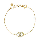 Bracelet dore oeil labradorite au centre et zircons