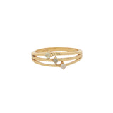 Bague dorée triple anneau avec pierres naturelles