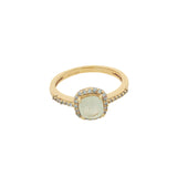 Golden solitaire ring with zircons and square stone