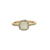 Golden solitaire ring with zircons and square stone