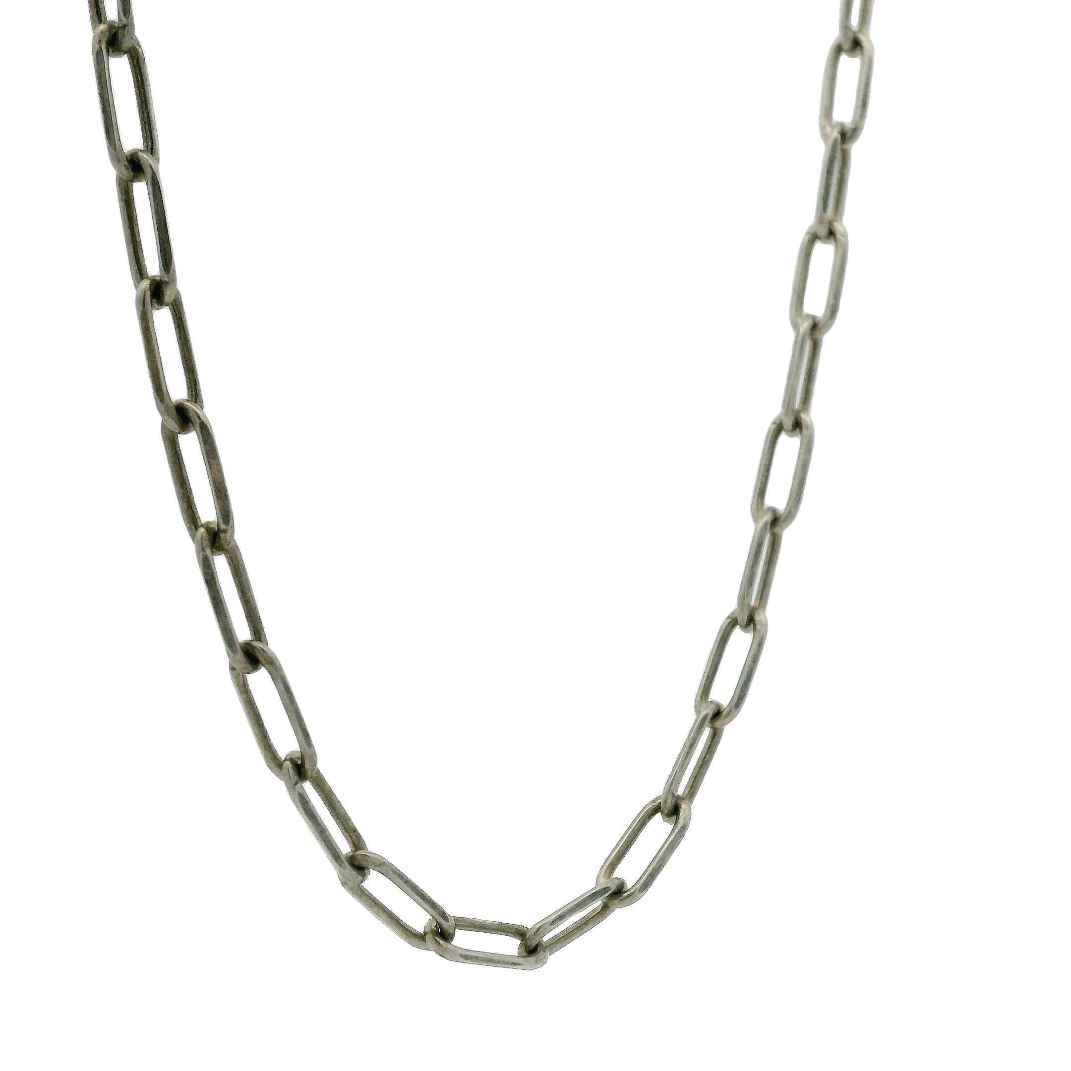 Collier en argent 925 oxydé mate maille rectangle 50 cm