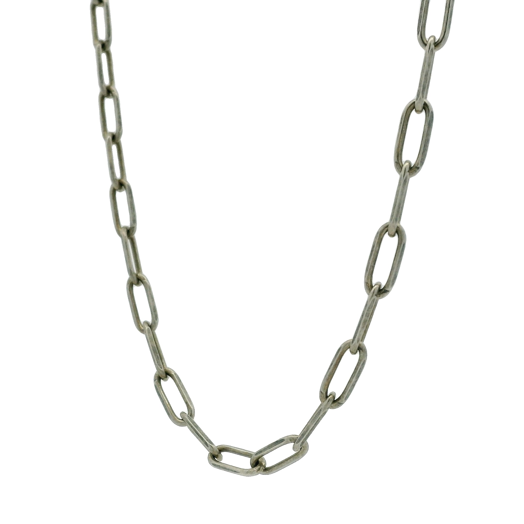 Collier en argent 925 oxydé mate maille rectangle 50 cm