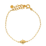 Golden bracelet with pink wind eye and zircon