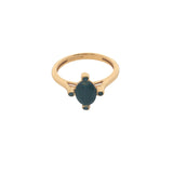 Bague dorée pierre naturelle ovale 4 zircons