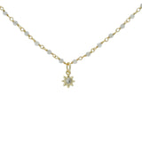 Collier doré rosary labradorite et étoile zircon blanc 46 cm