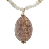 Collier doré coquillage perles en nacre et perles dorées 75 cm