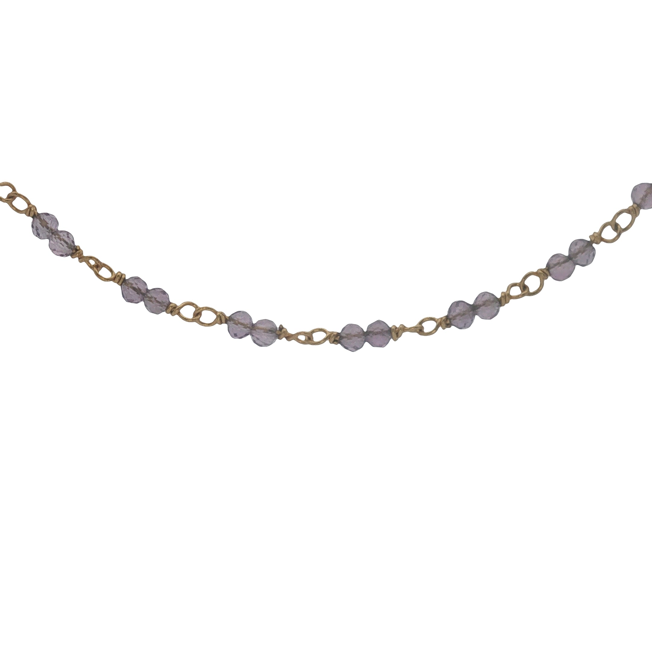 Collier doré avec duo améthyste 75 cm