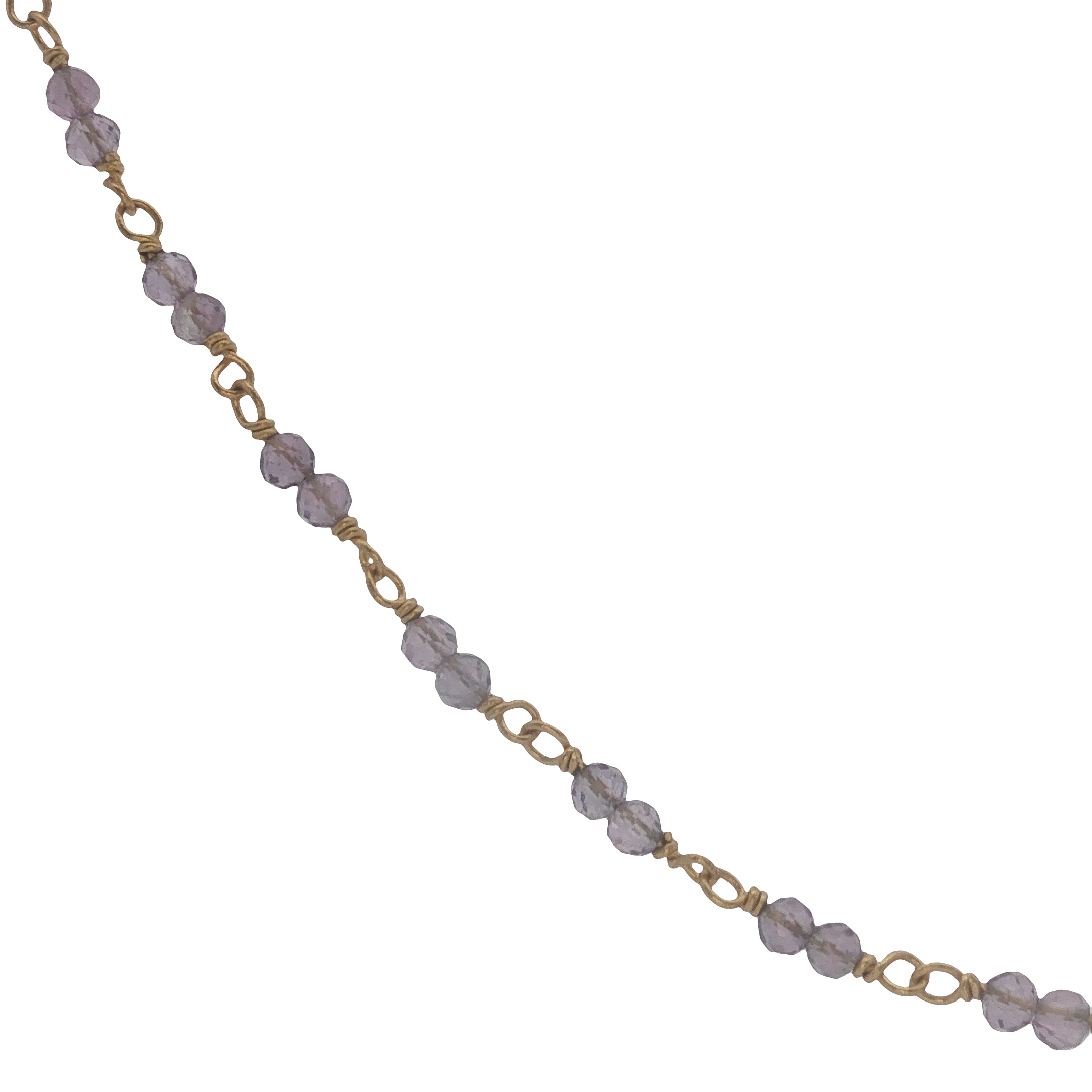 Collier doré avec duo améthyste 75 cm