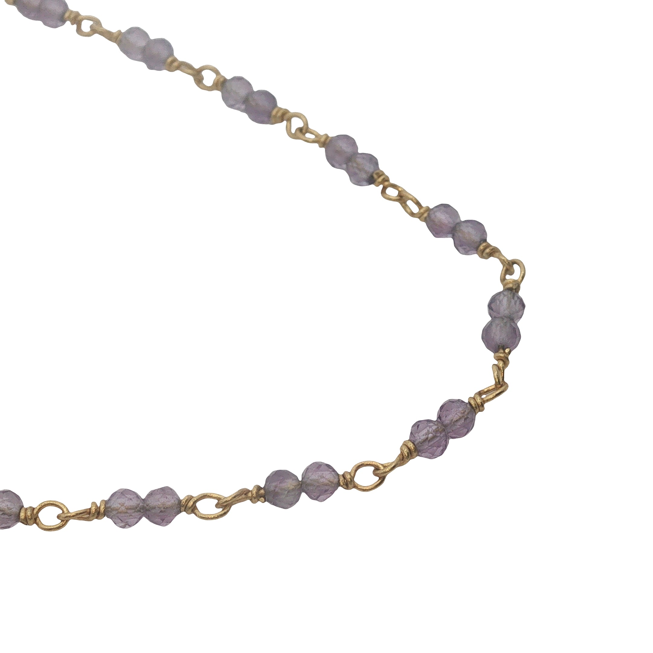 Collier doré avec duo améthyste 75 cm