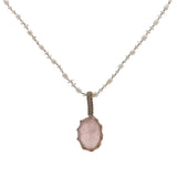 Collier doré Johri bazaar quartz rose perles de culture 42 cm