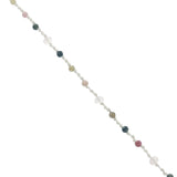 Collier doré nacre blanche, tourmaline et quartz rose 60 cm