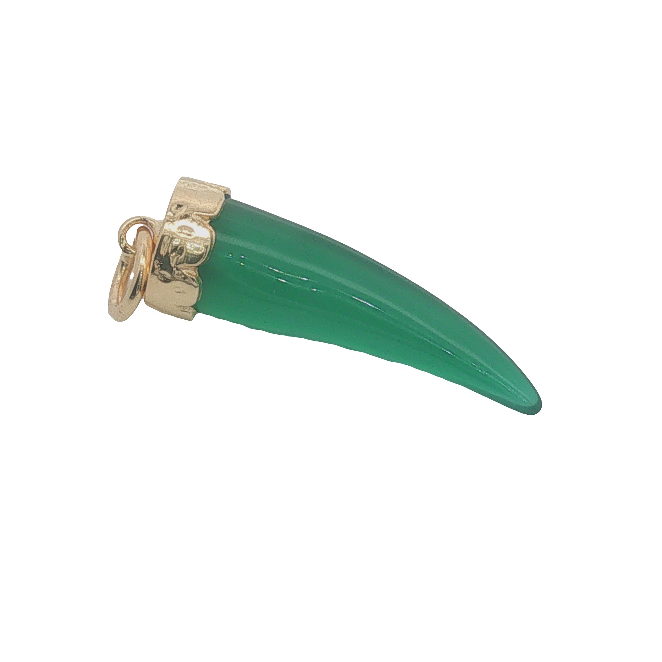 Charms doré corne en onyx verte