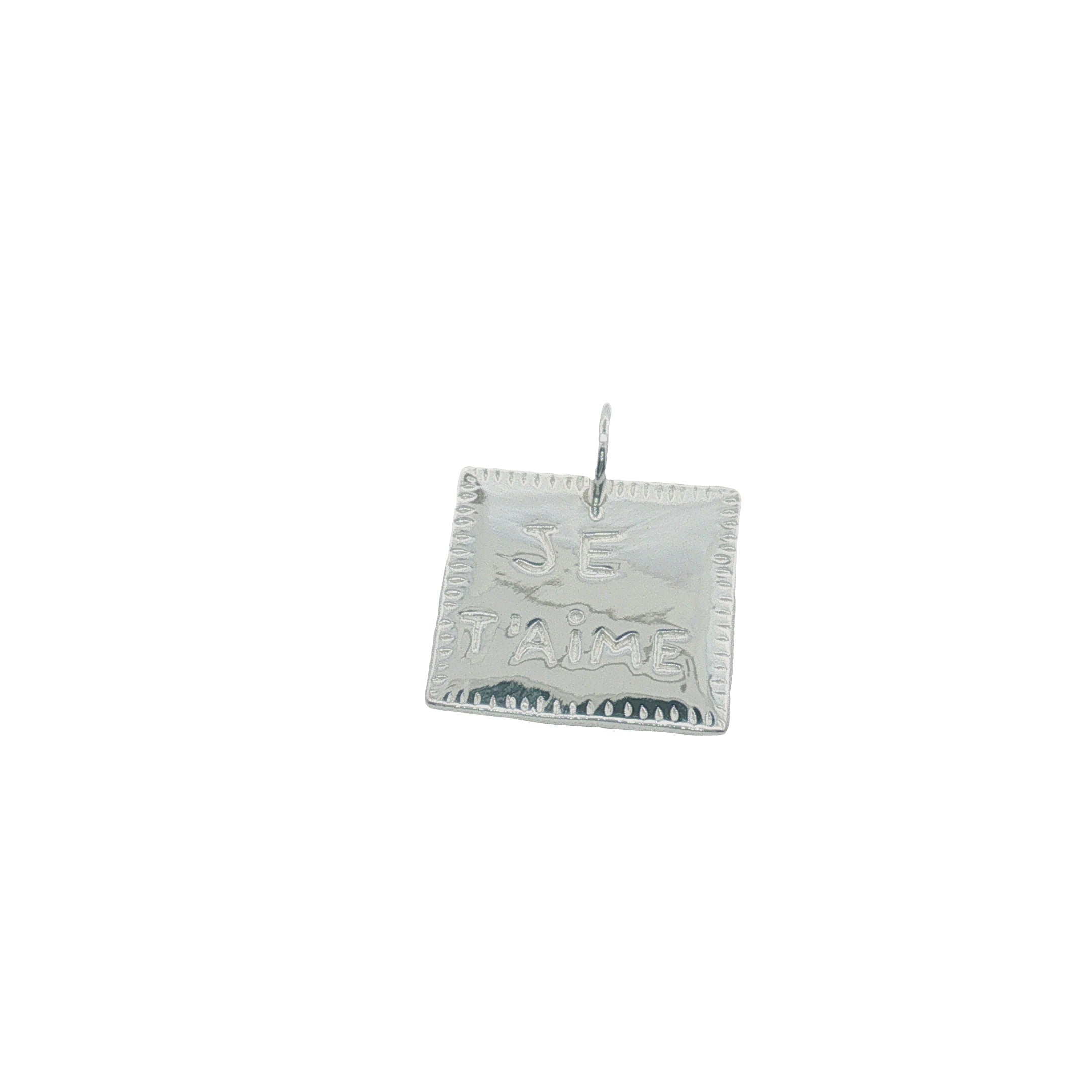 Charms argent 925 plaque carrée "je t'aime de + en + "