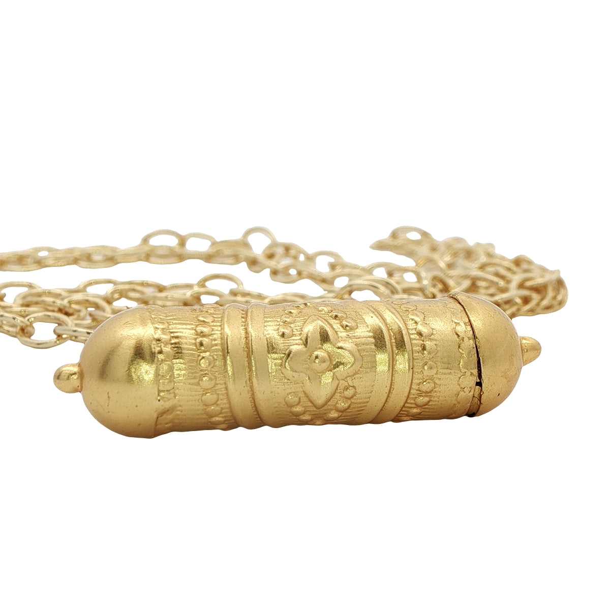 Collier doré tabiz indien gravure fleur 60 cm