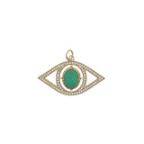 Charms doré oeil XXL ajouré zircons et onyx verte