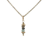 Collier doré tourmaline et couronnes dorées 42 cm