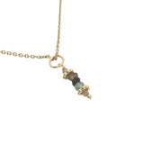 Collier doré tourmaline et couronnes dorées 42 cm