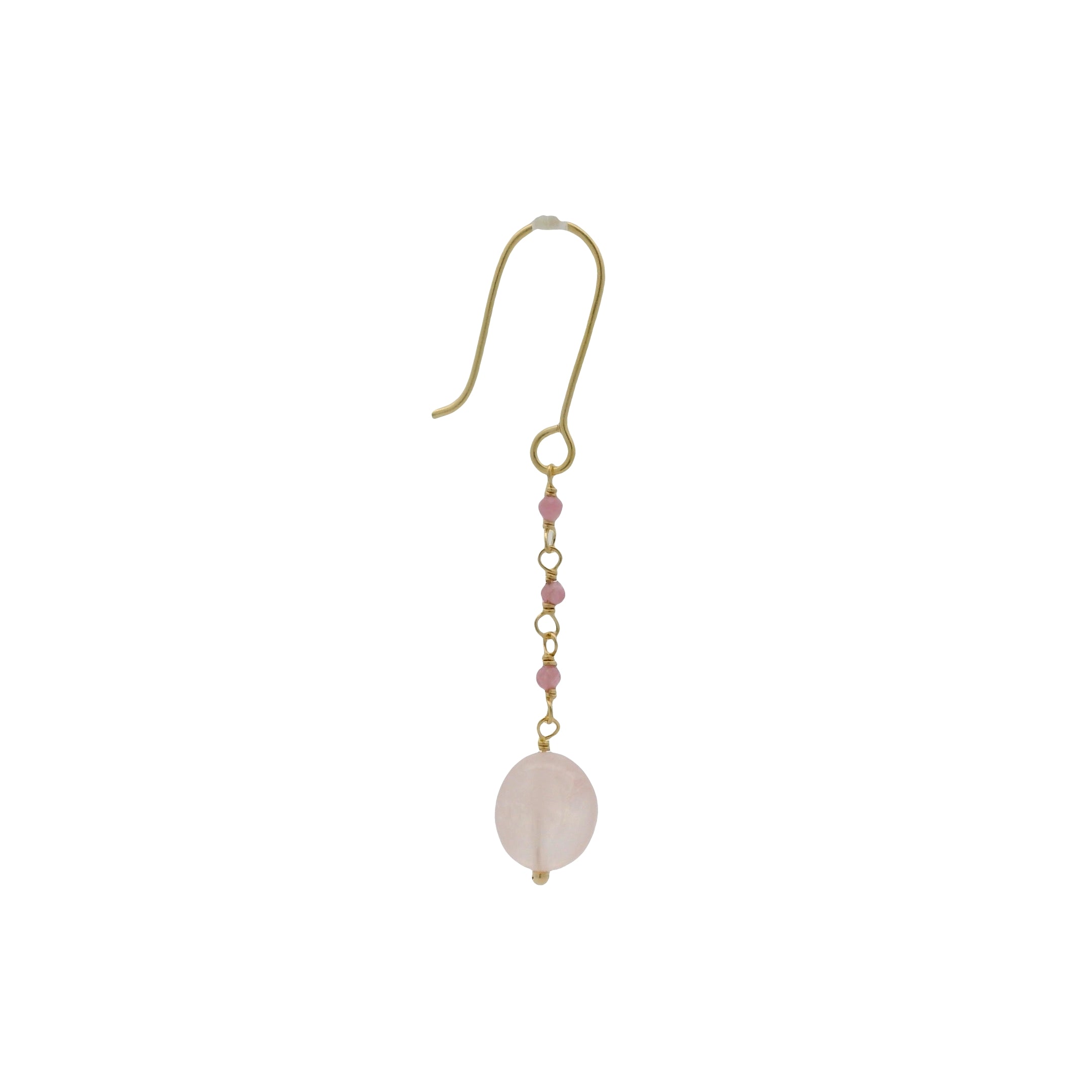 Boucles d'oreilles pendantes quartz rose et tourmaline rose