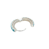 Mini créole fermée argent 925 turquoise et zircons 15 mm