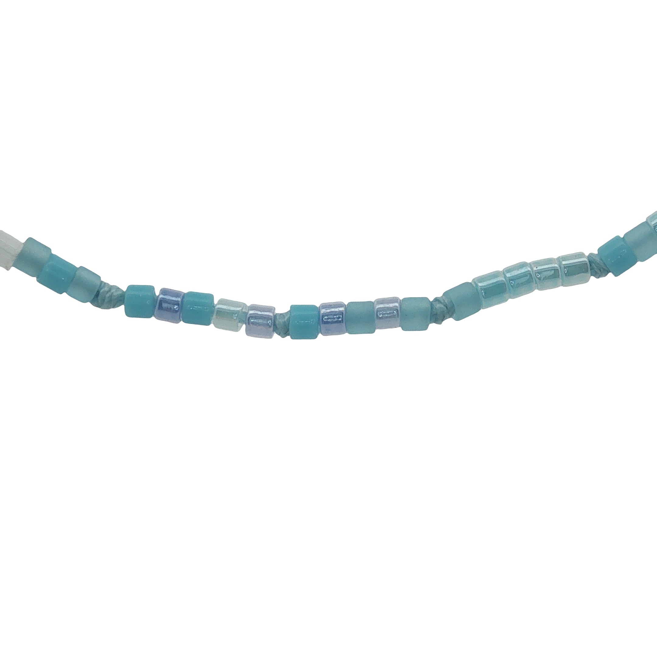 Collier doré perles Miyuki turquoise et blanc