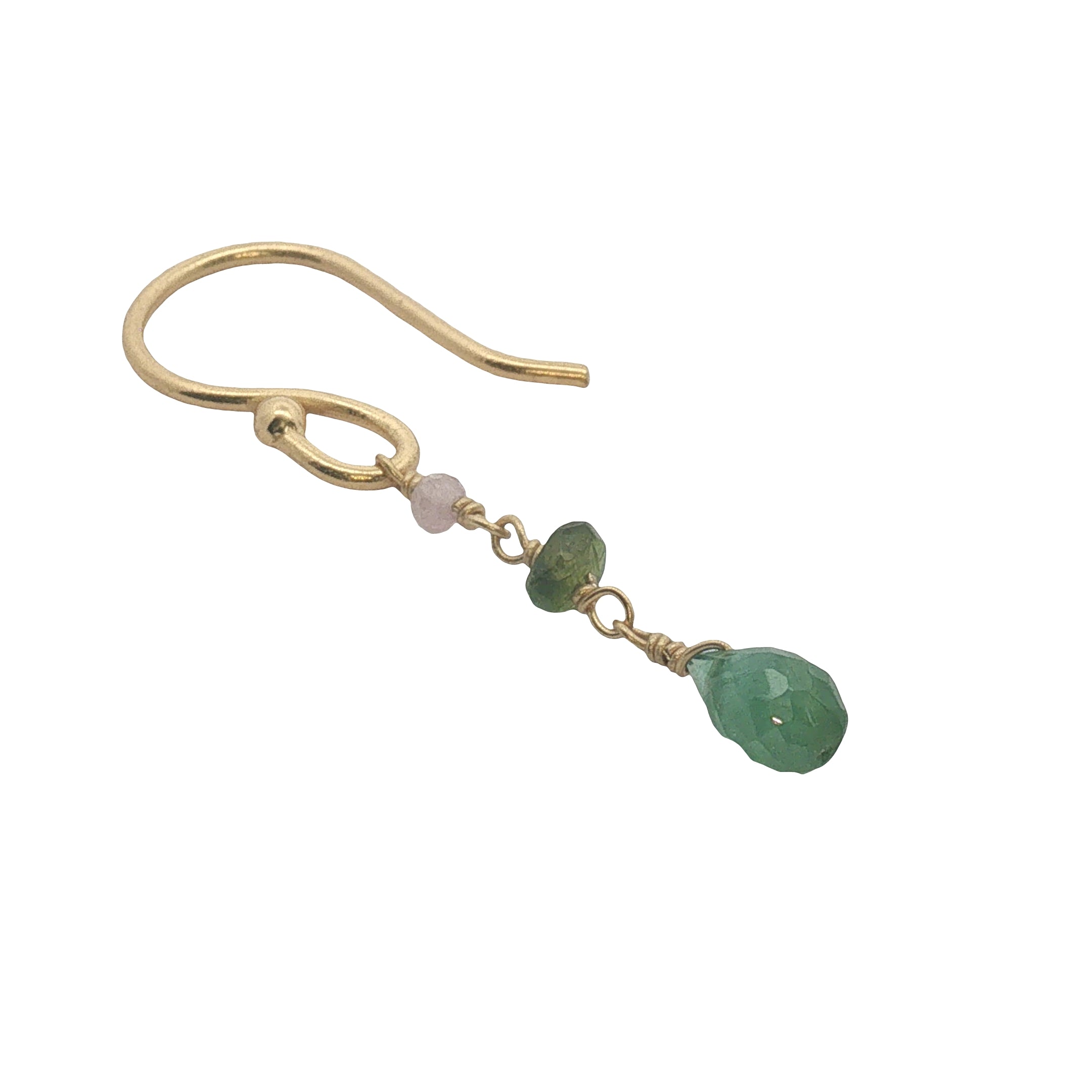 Boucles d'oreilles pendantes dorées tourmaline