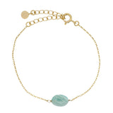 Bracelet doré et pierre ovale en amazonite