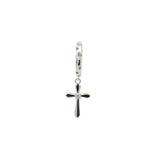 Mini créole fermée argent 925 avec zircons et pampille croix