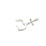 Mini créole fermée argent 925 avec zircons et pampille croix