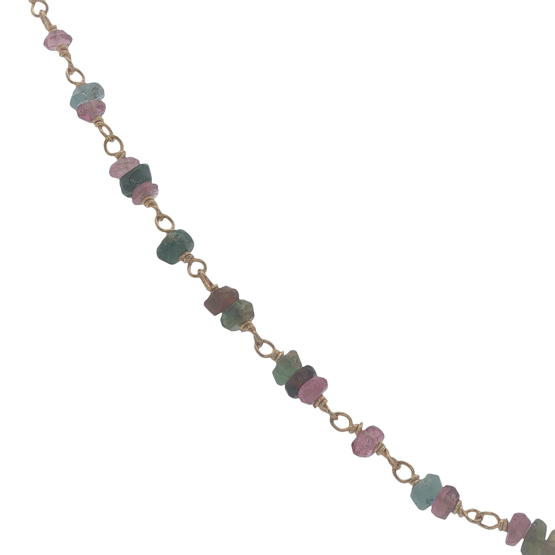 Collier doré en multi tourmaline 50 cm