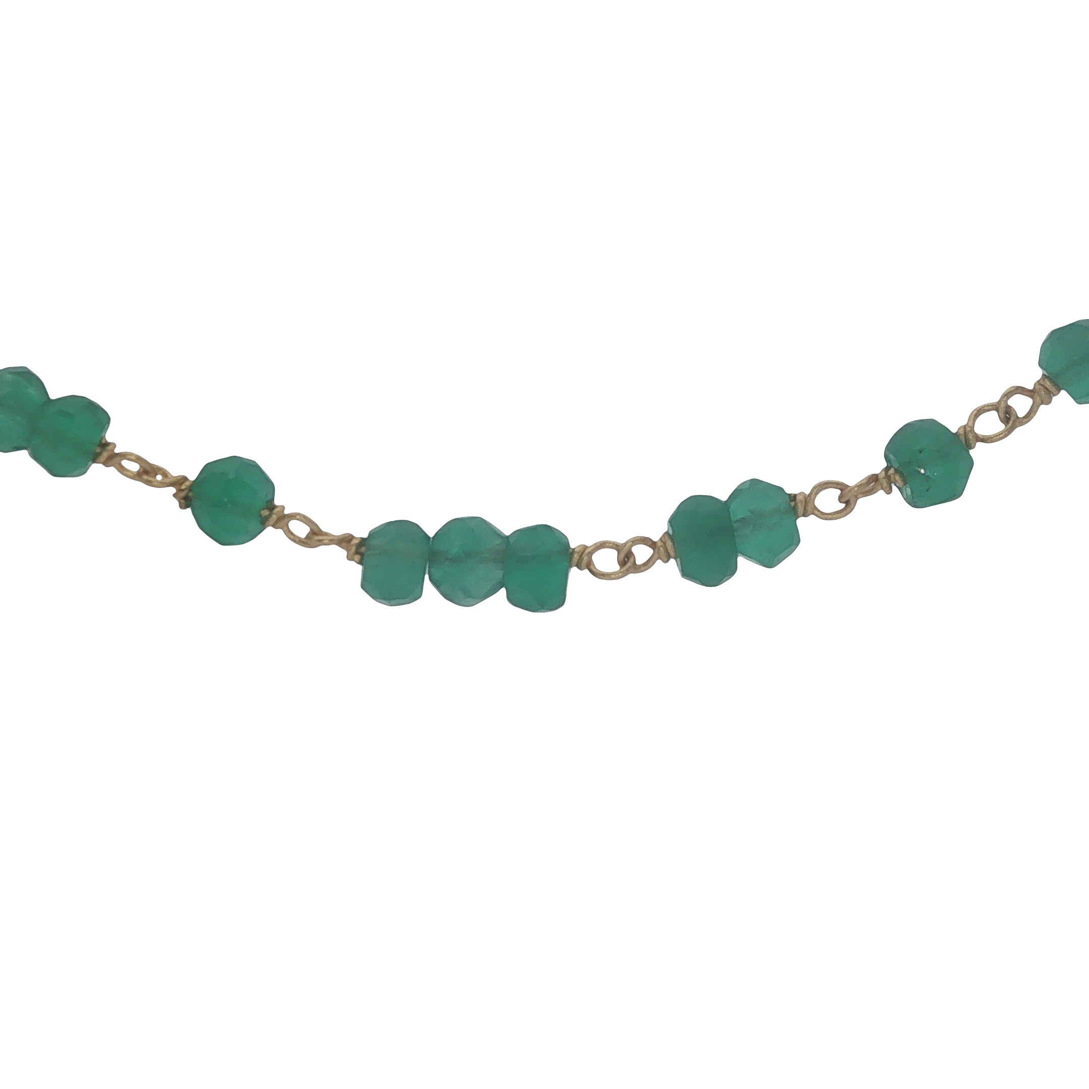 Collier doré avec onyx verte 50 cm