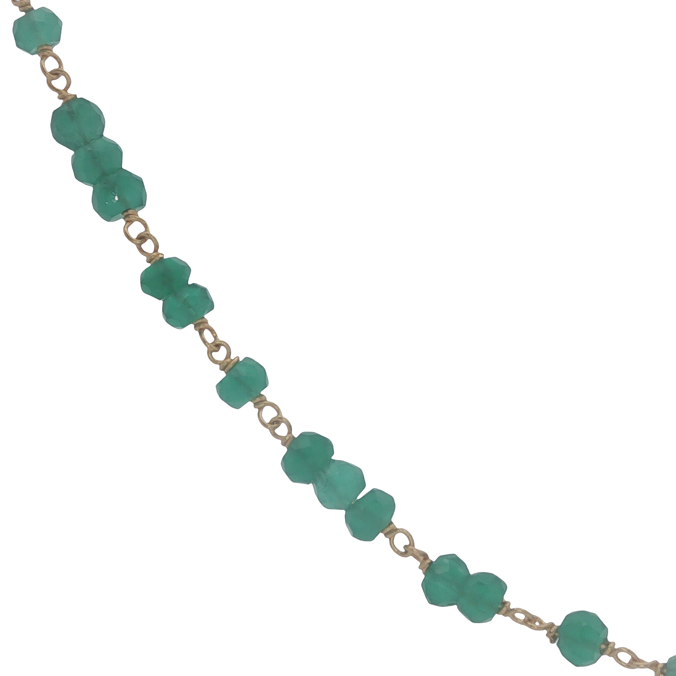 Collier doré avec onyx verte 50 cm