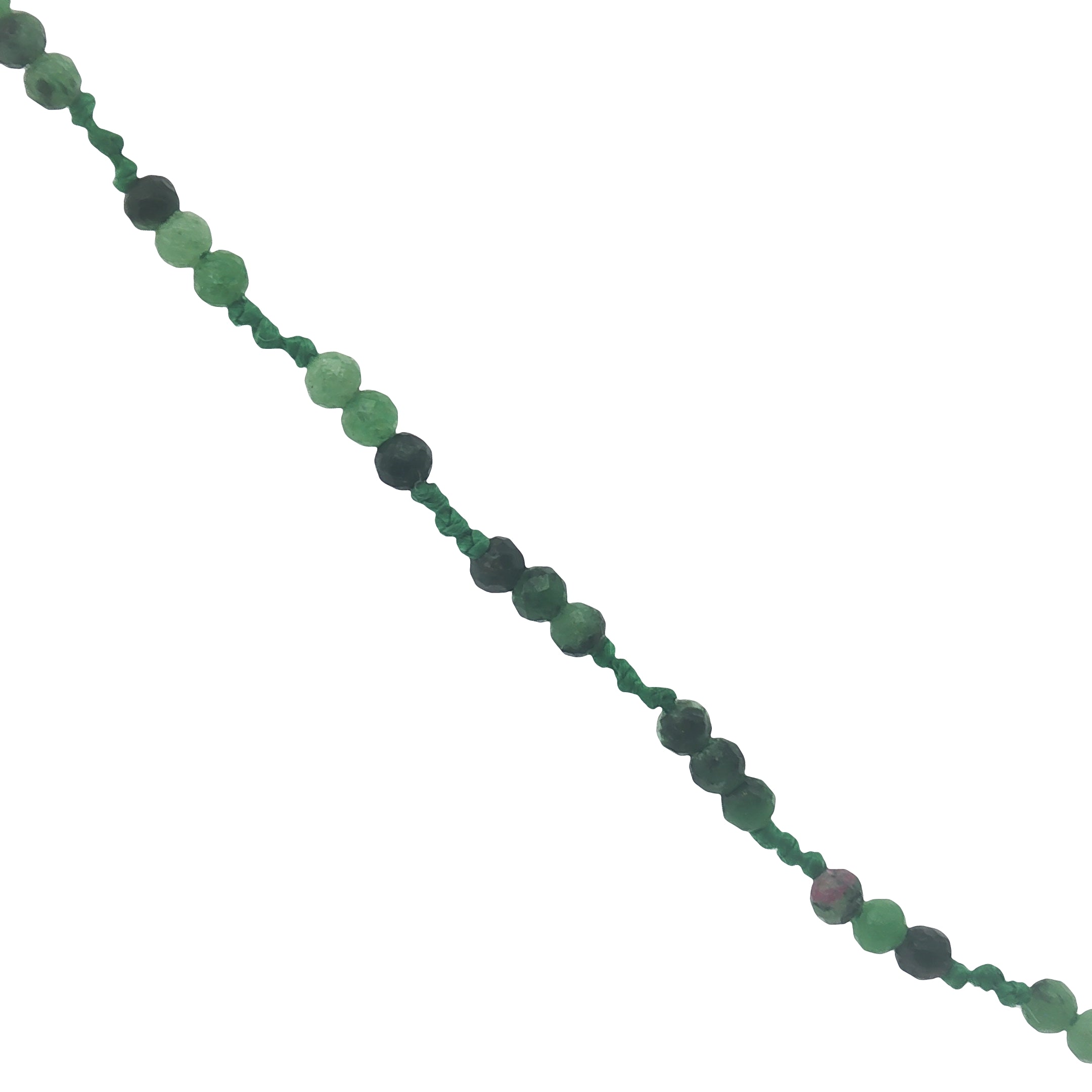 Collier doré avec rubis zoisite et noeuds verts 42 cm
