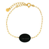 Bracelet doré scarabée en onyx noire