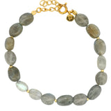Bracelet doré labradorite et perles dorées