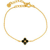 Gold bracelet with green onyx flower
